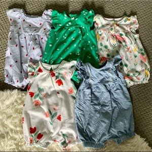 Lot of 5 baby girl rompers size 3 months
